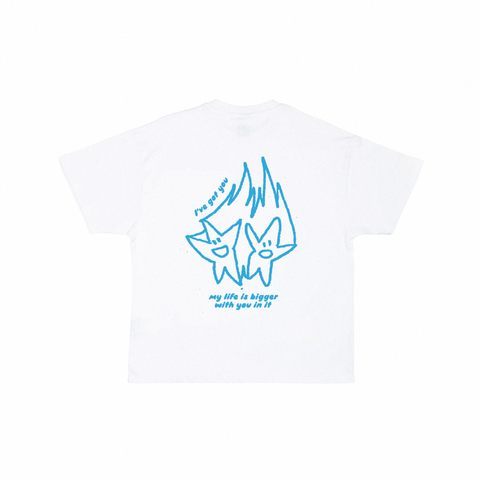 'check on your friends' heavyweight oversized white tee